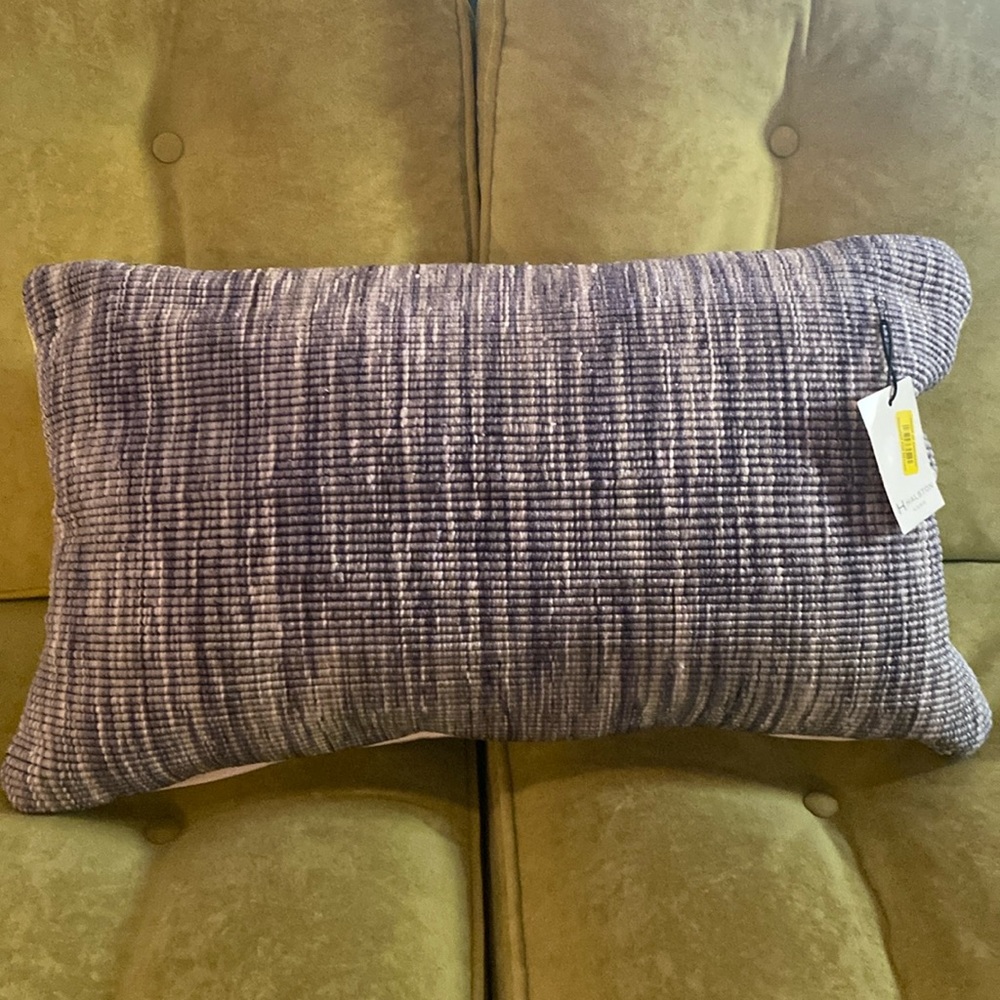 Blue and white lumbar pillow by Halston